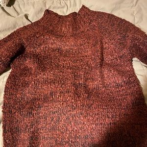 Maroon and black turtleneck sweater